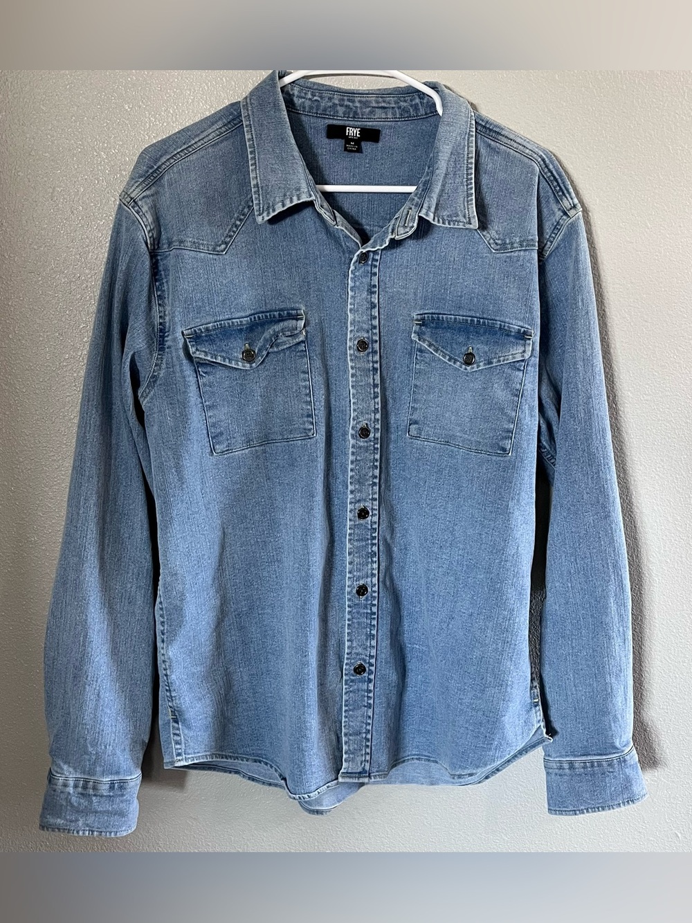 Frye Blue Jean Button Down Shirt Mens size Medium
